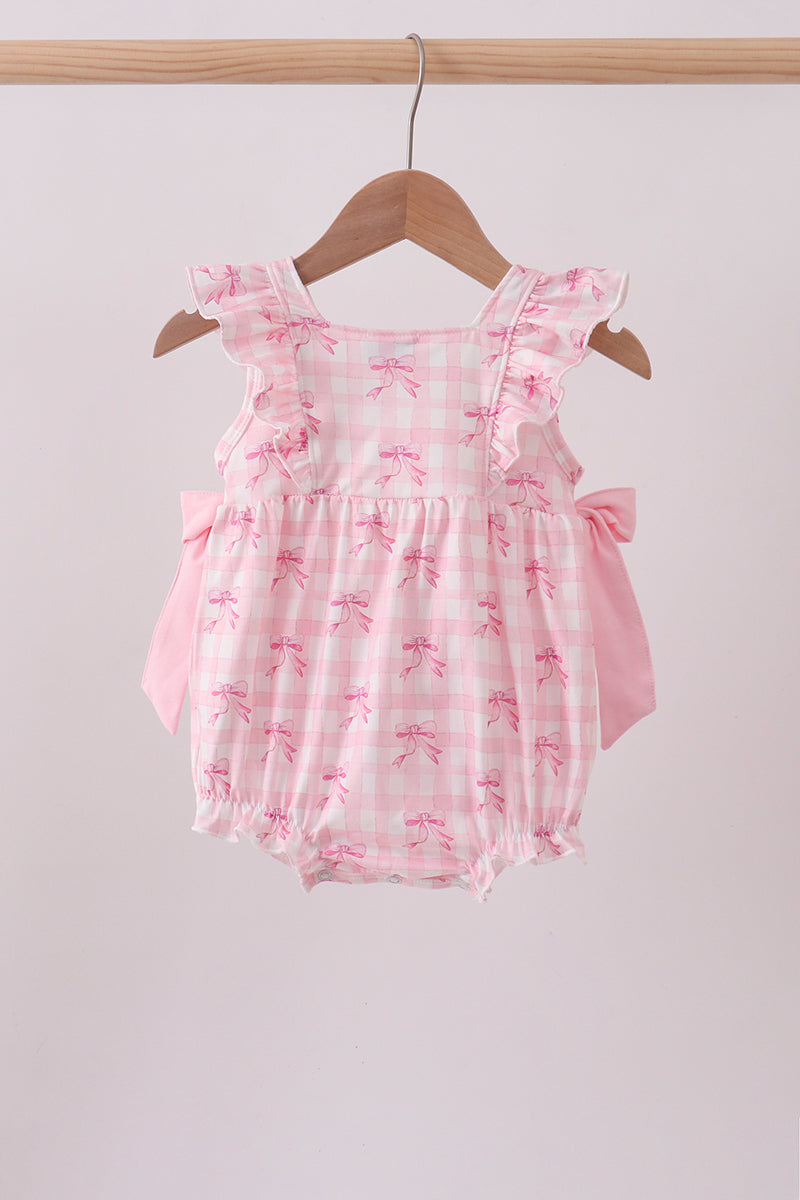 Pink bow print ruffle bubble