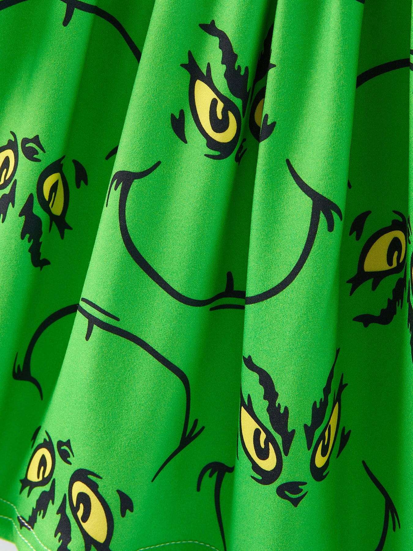 Christmas Green Cartoon Characters Print Girls Dress