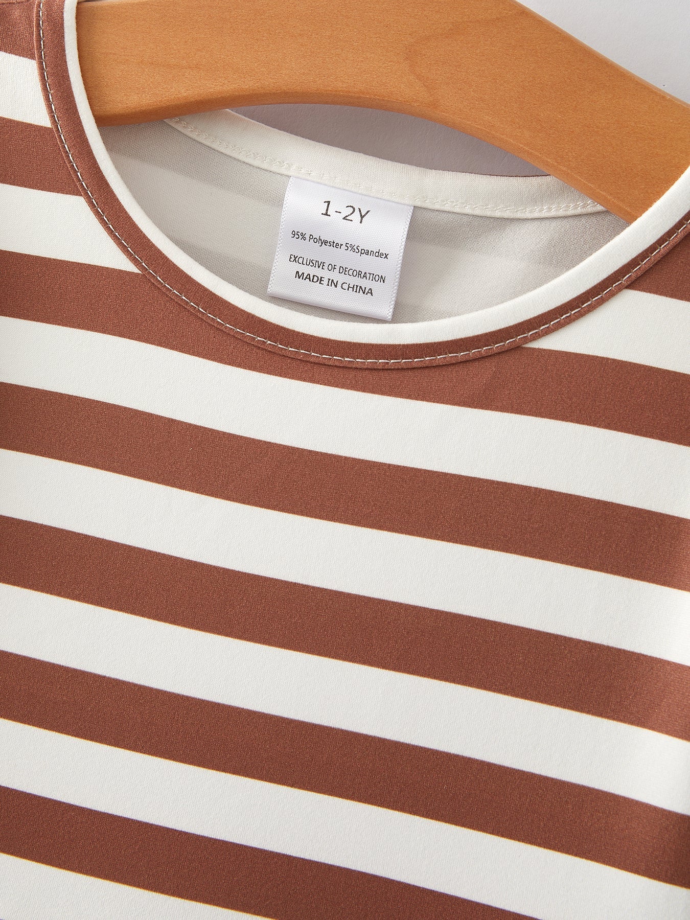 Fall Girls Ball Stripe Print Brown Dress 2-piece Set