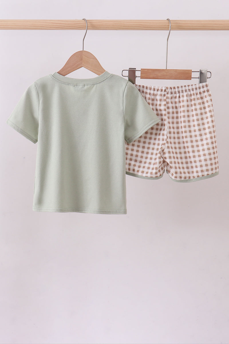 Green mallard applique shorts set