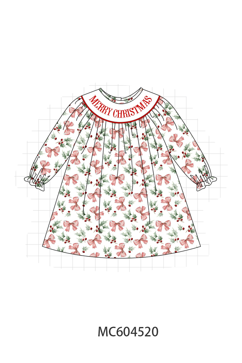 Merry christmas embroidery dress