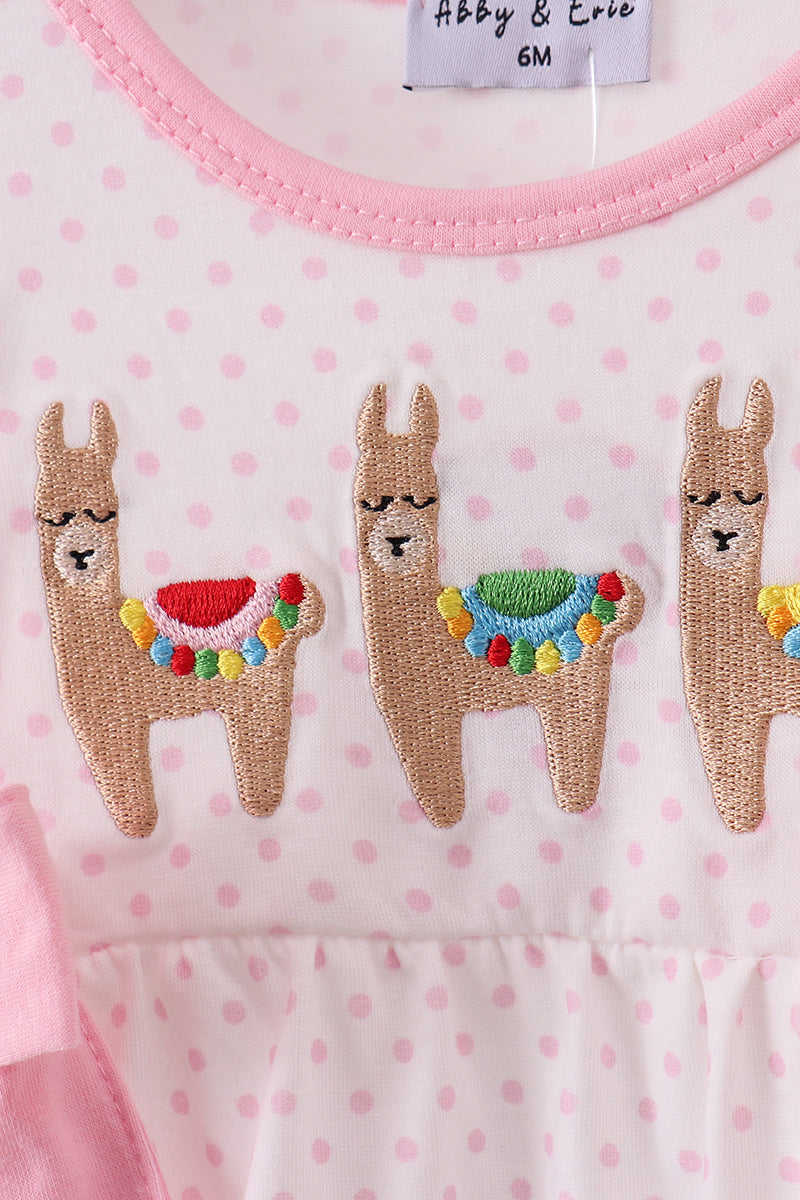 Pink alpaca embroidery ruffle bubble
