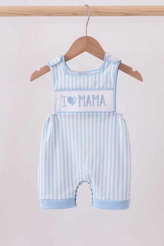 Blue I love MAMA smocked jonjon