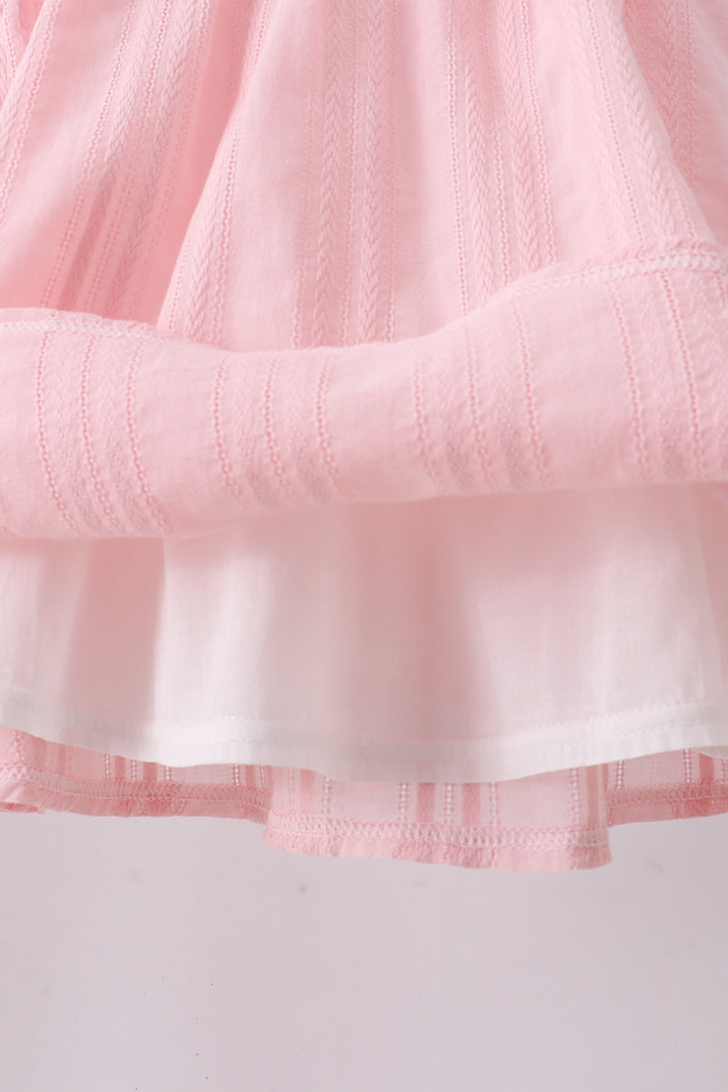Pink princess smocked ruffle shorts set