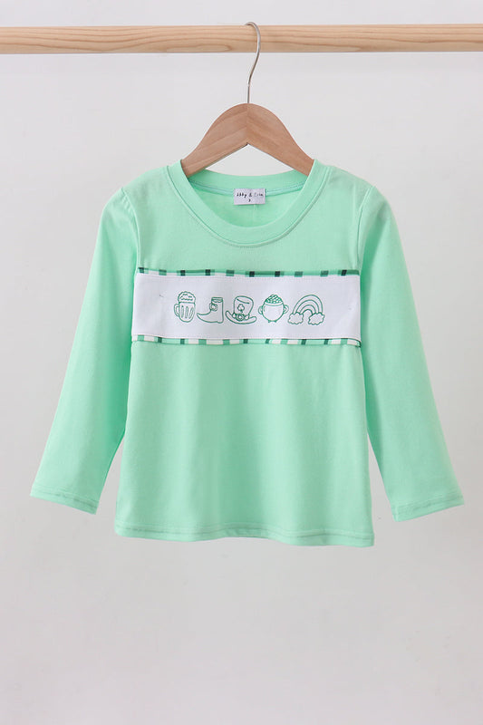 Green parade embroidery top