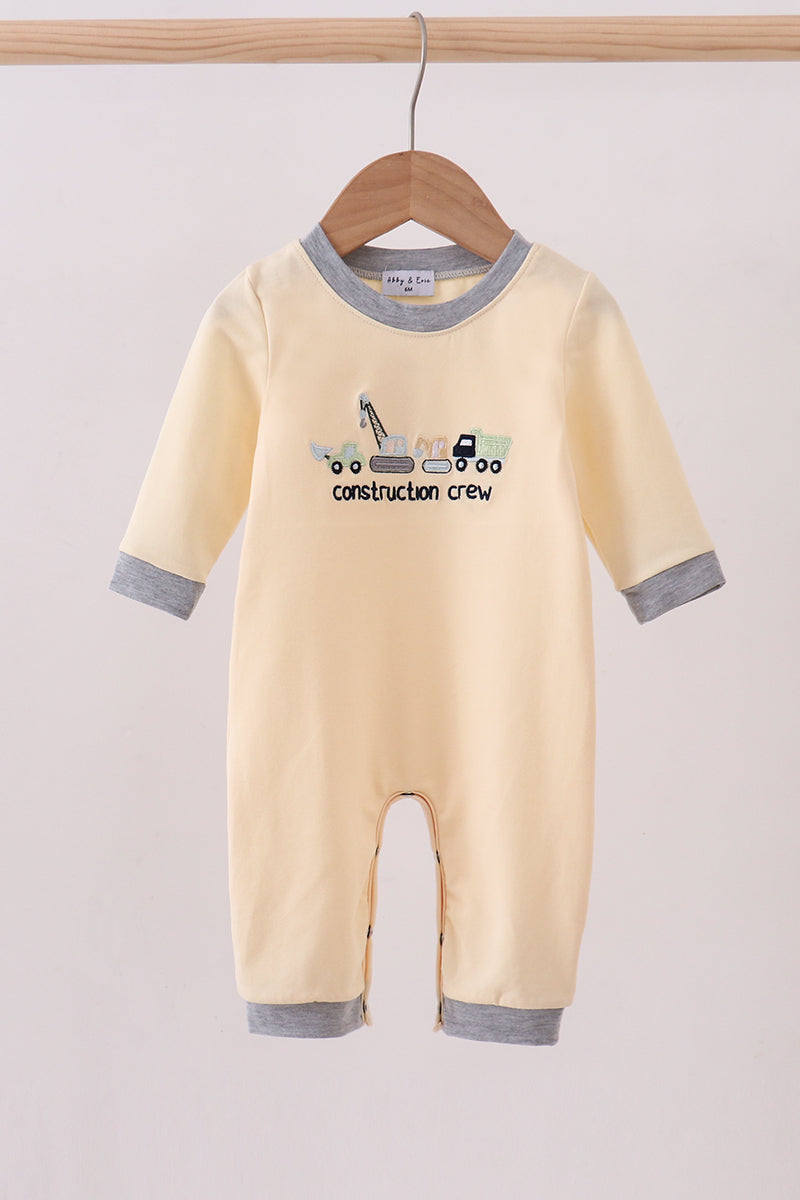 Beige construction embroidery romper