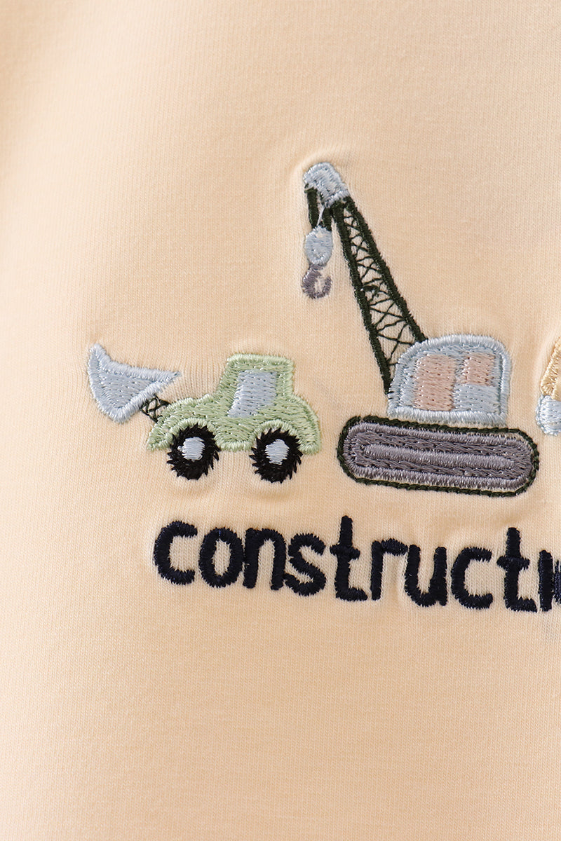 Beige construction embroidery romper