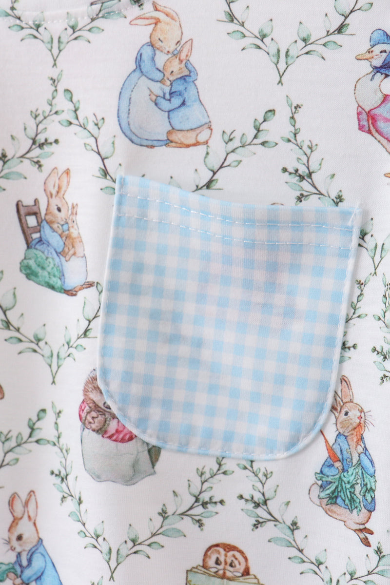 Blue bunny print set
