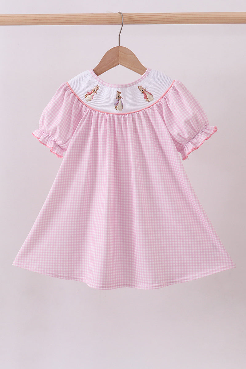 Pink bunny embroidery dress