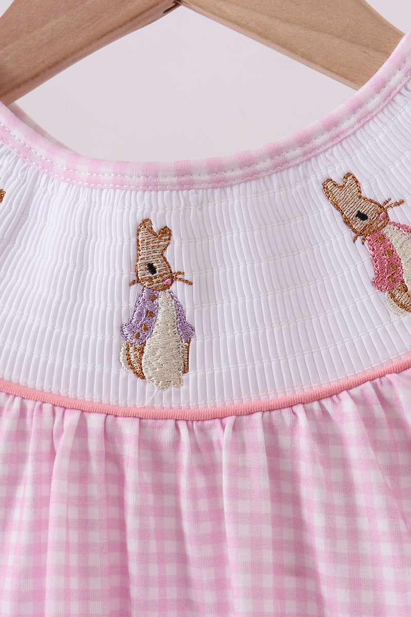 Pink bunny embroidery dress