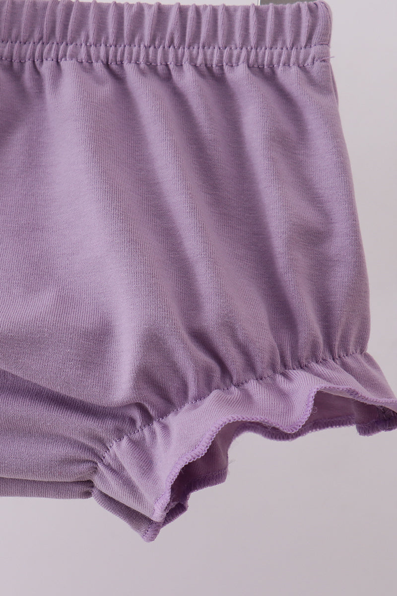 Purple floral smocked ruffle bloomer set