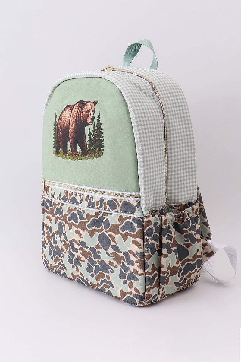 Camouflage bear print backpack