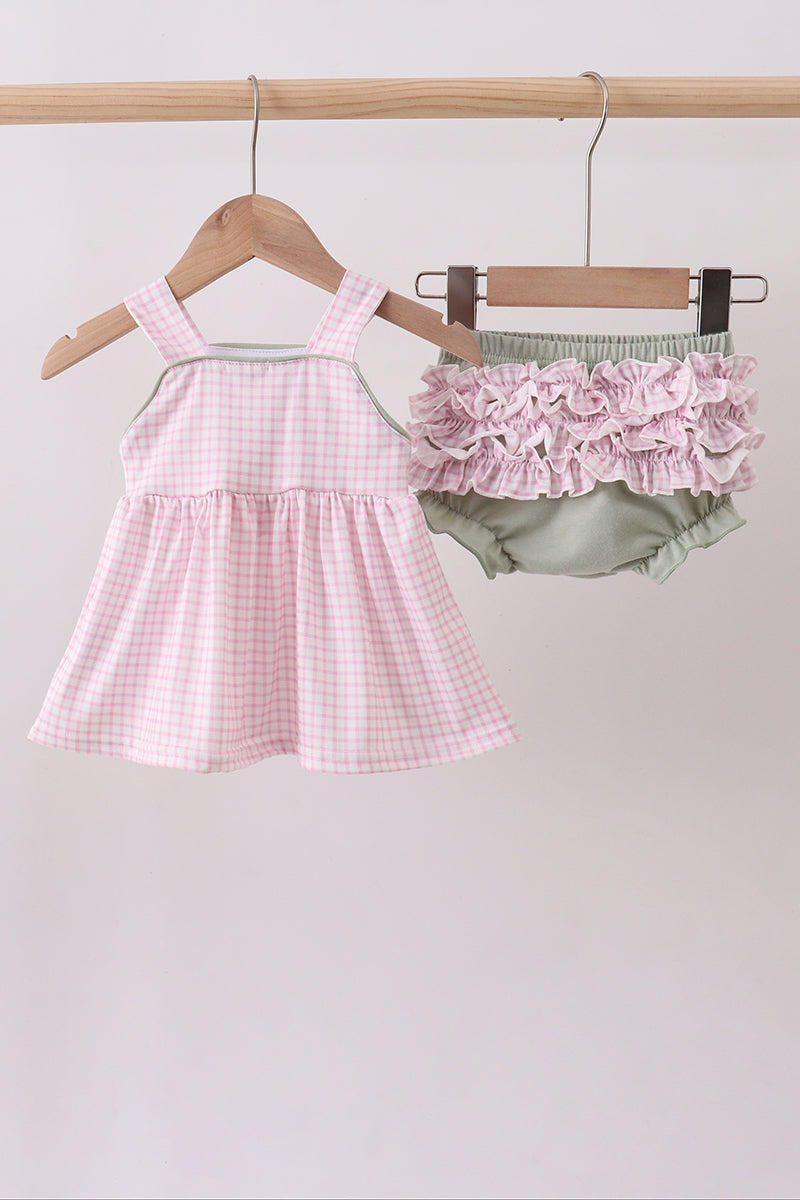 Pink farm animal embroidery bloomer set