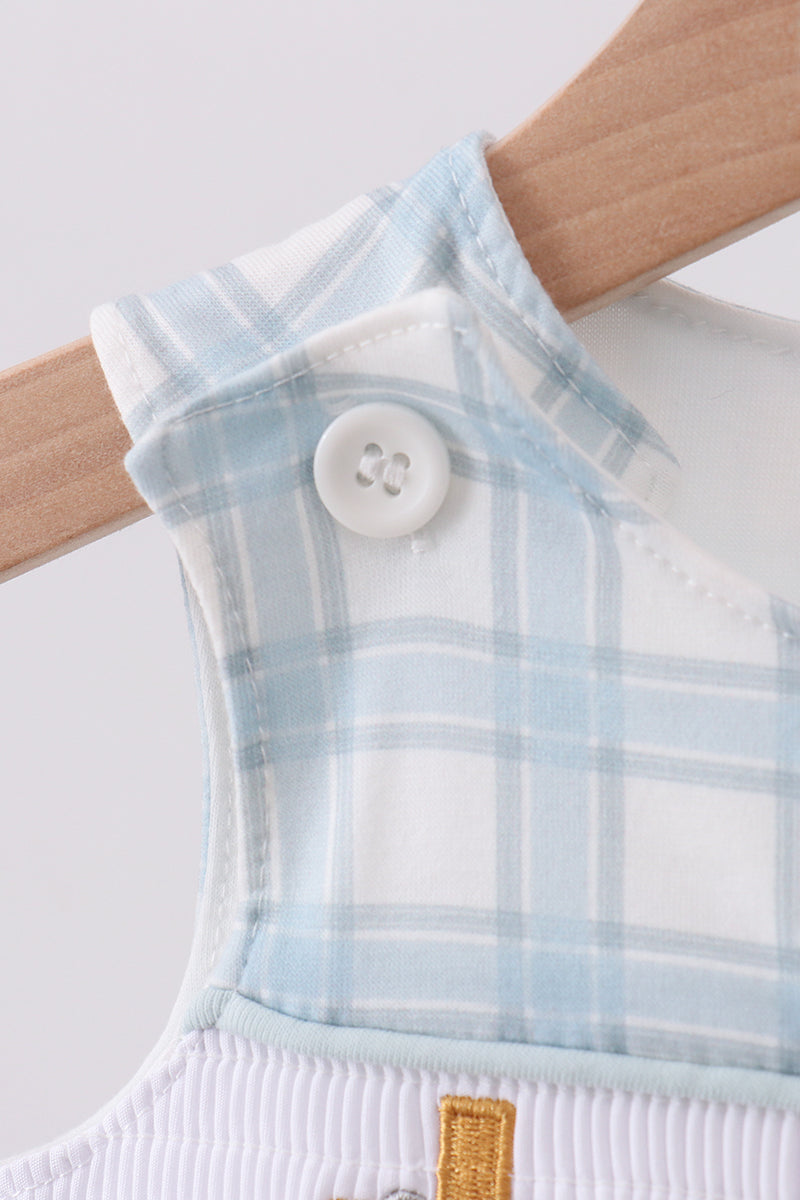Blue cross smocked plaid jonjon