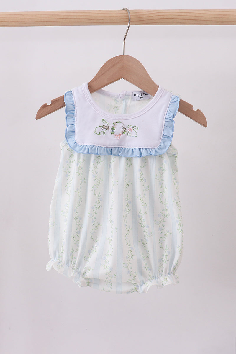 Floral bunny embroidery ruffle bubble