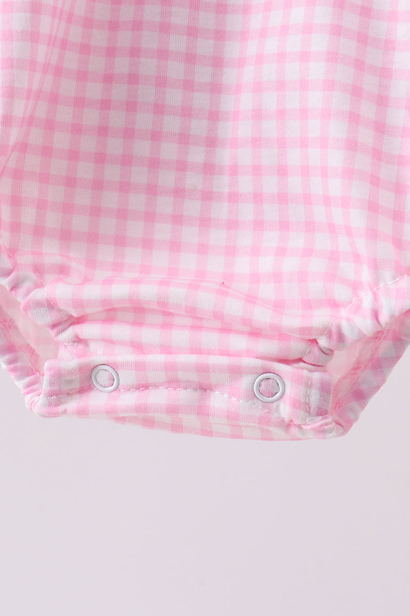 Pink watermelon embroidery ruffle bubble