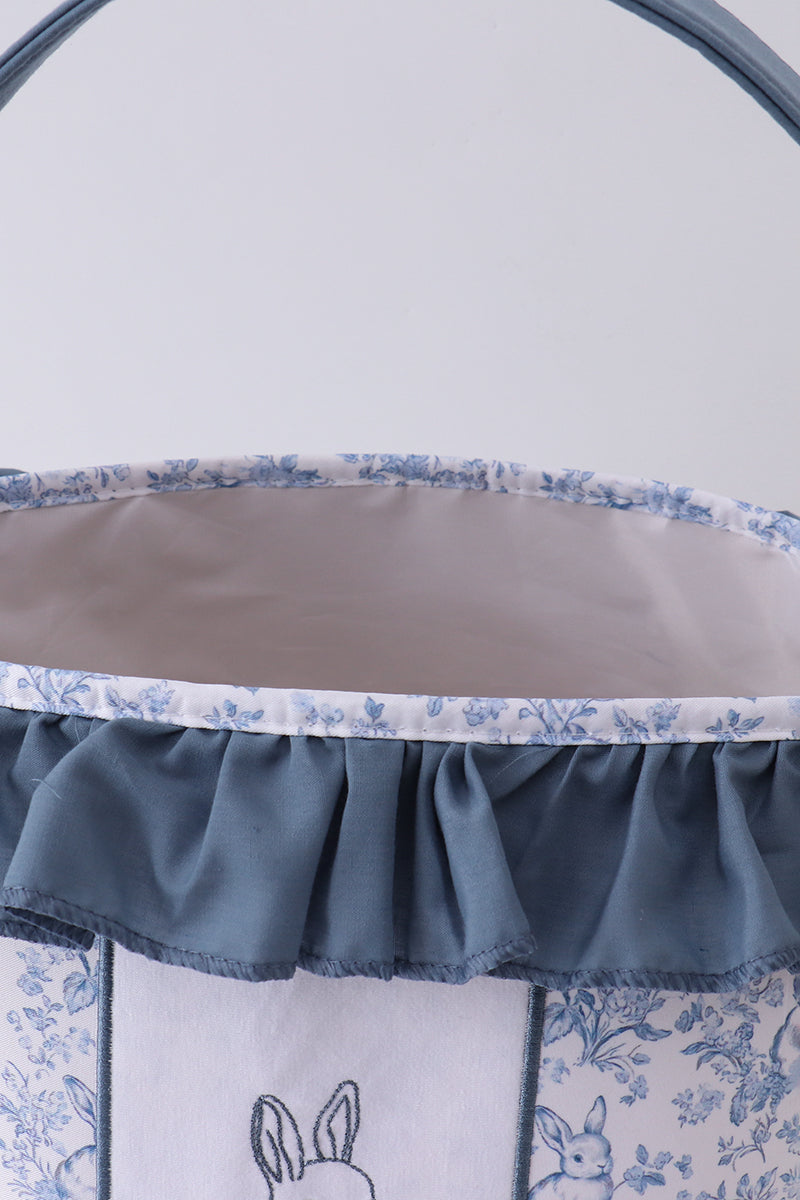 Blue bunny floral ruffle basket