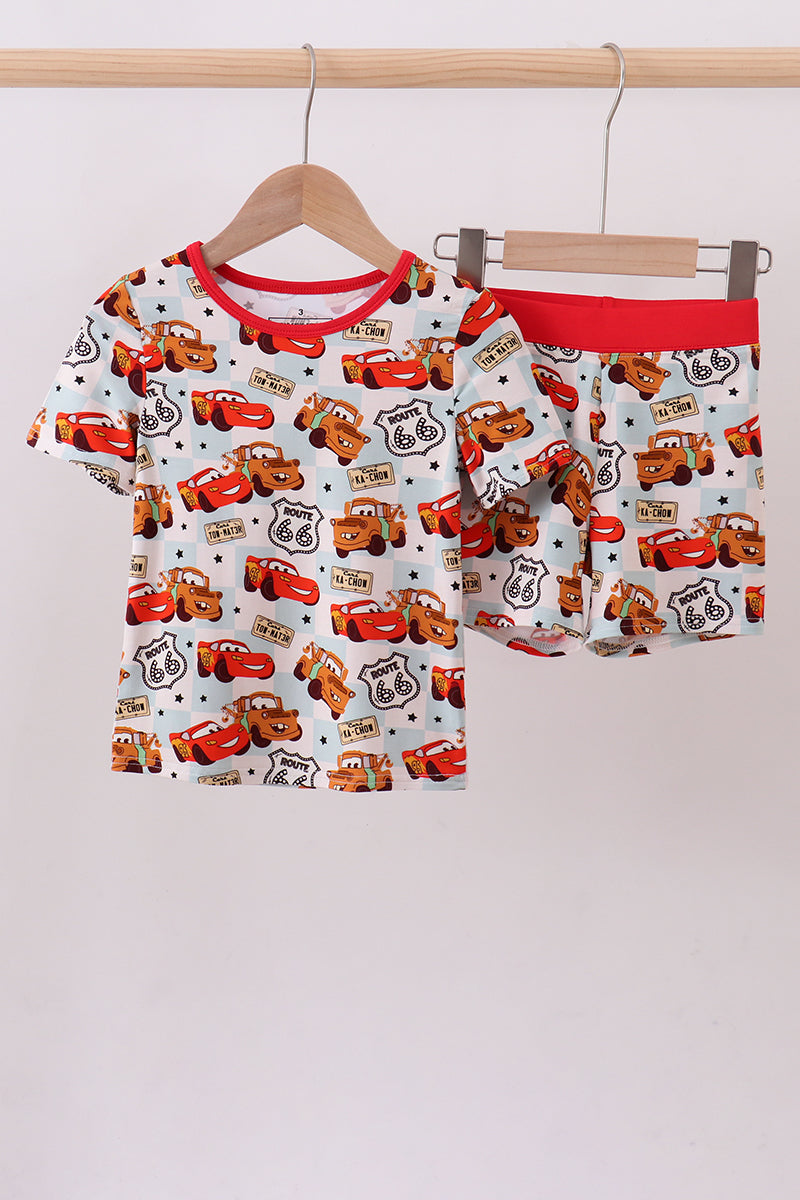 Red character bamboo pajama set