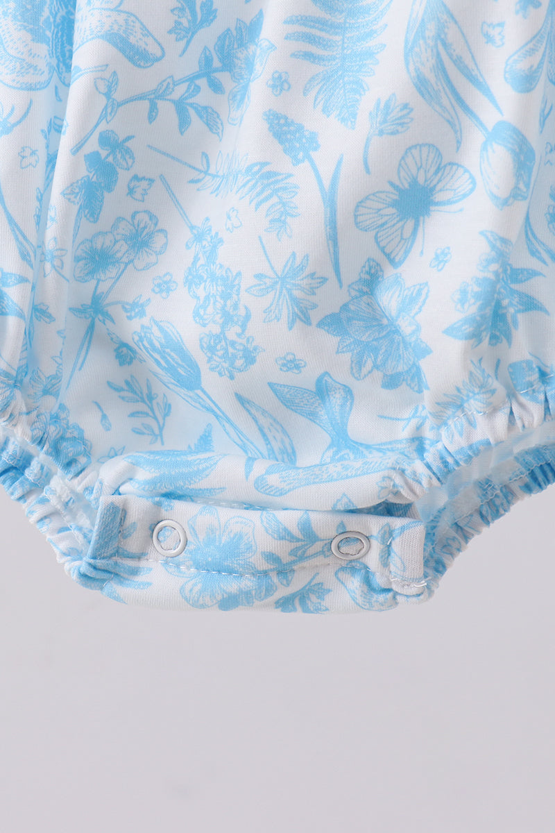Blue bunny smocked peter pan collar bubble
