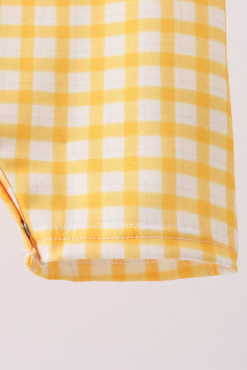 Yellow plaid engineering vehicle embroidery plaid jonjon
