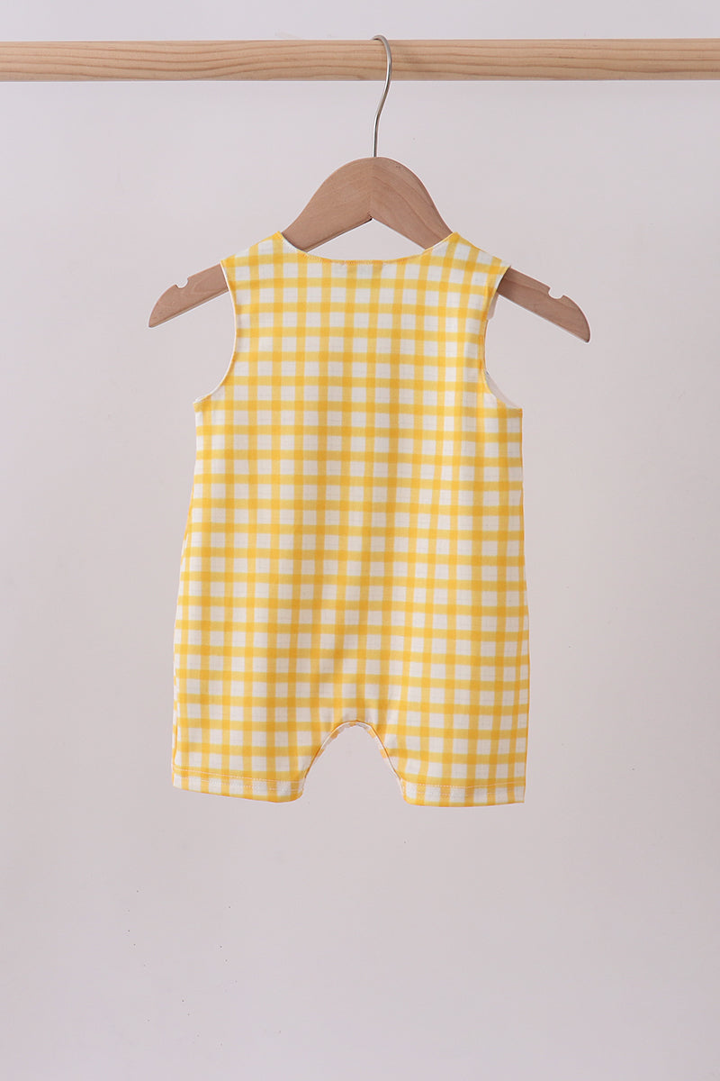 Yellow plaid engineering vehicle embroidery plaid jonjon