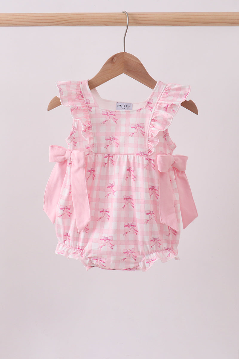 Pink bow print ruffle bubble