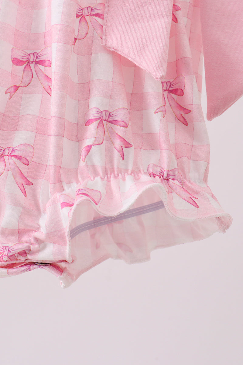Pink bow print ruffle bubble
