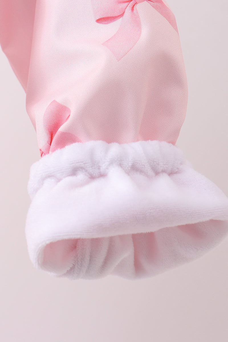 Pink bow print ruffle raincoat
