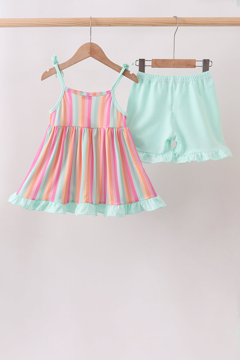 Rainbow Stripe Ruffle Set