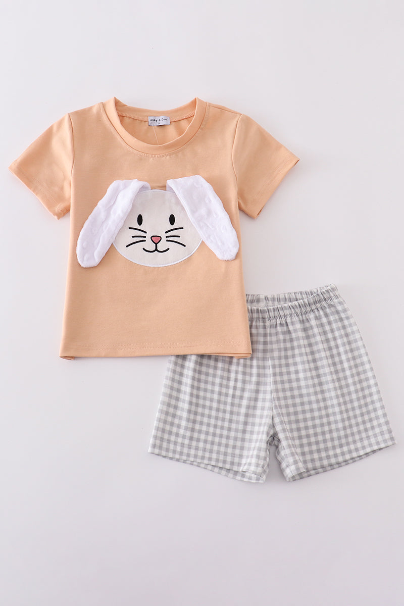 Orange floral bunny applique set