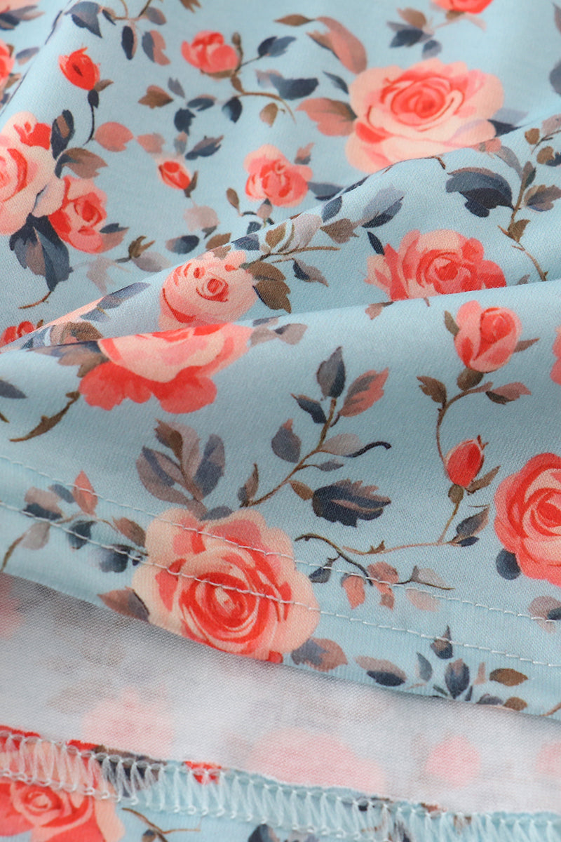 Blue floral smocked bloomer set