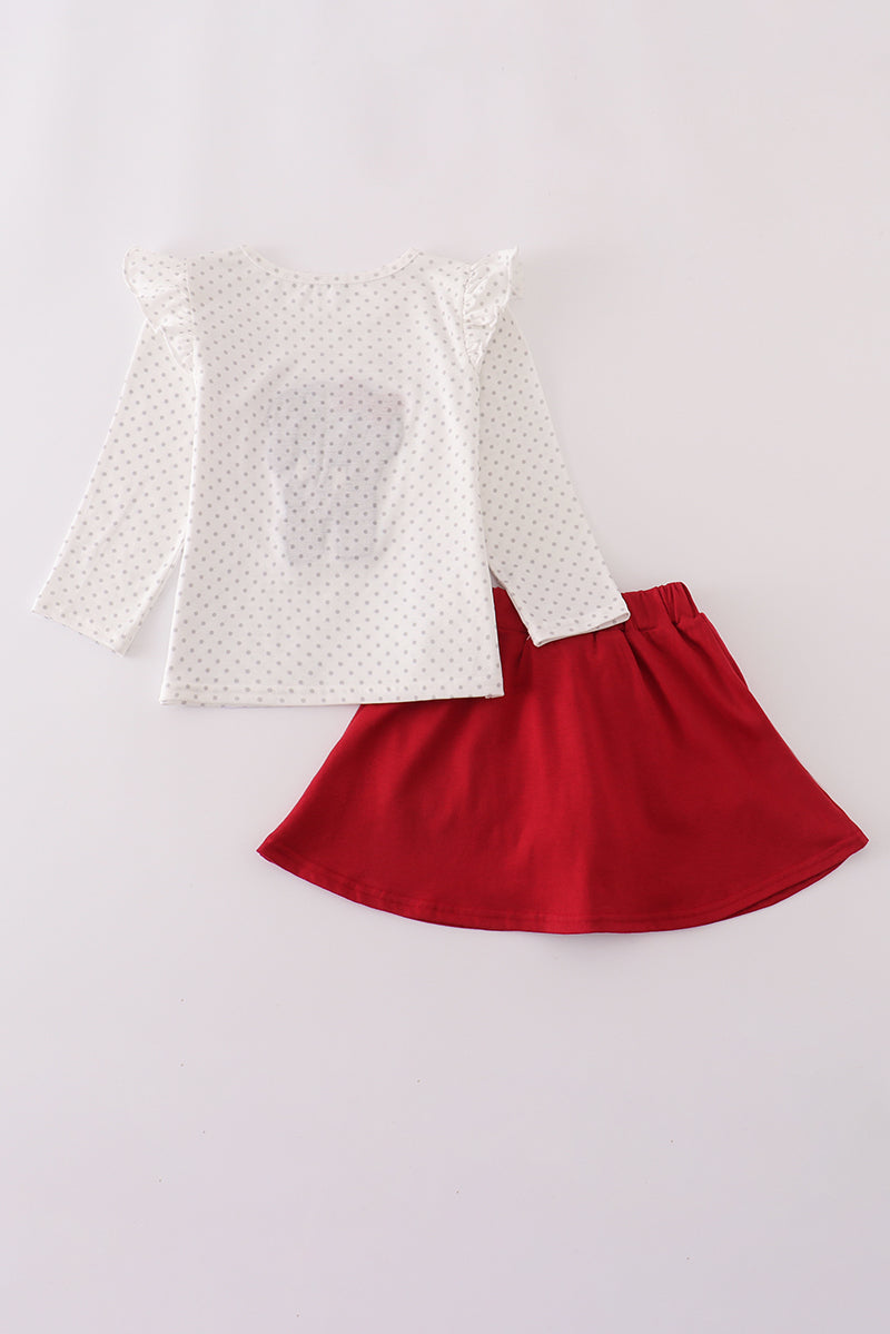 Alabama polka dot elephant french knot bow skort set