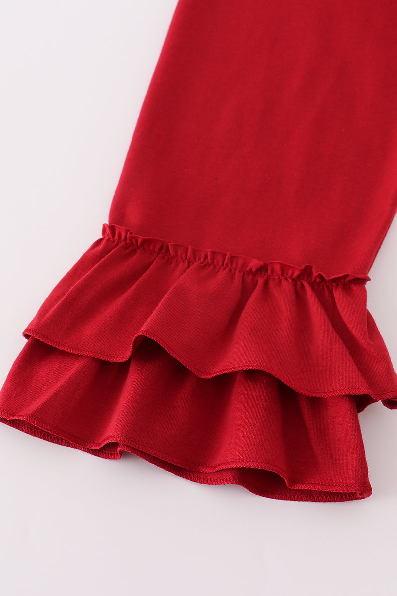 Alabama polka dot elephant french knot ruffle pants set