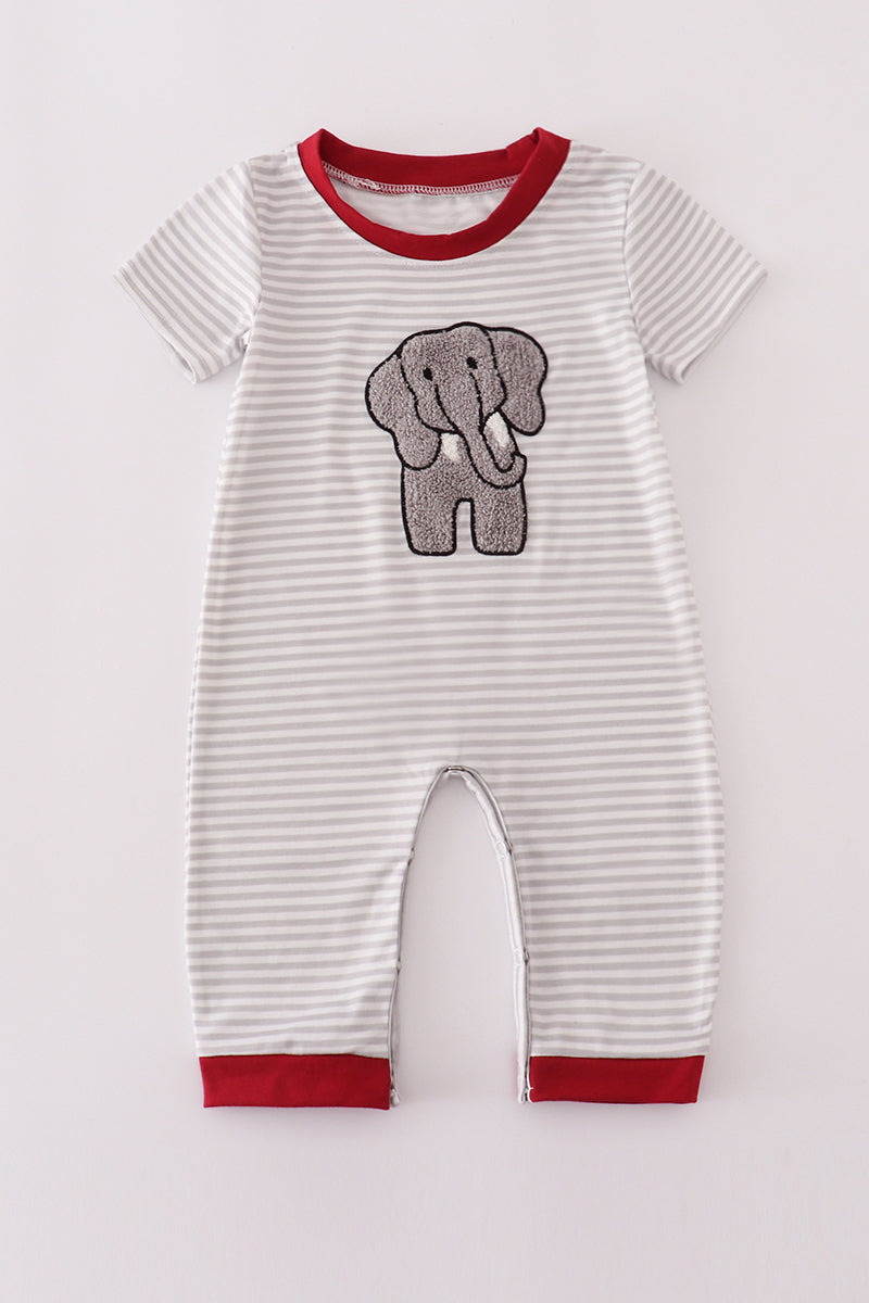 Alabama polka dot elephant french knot romper