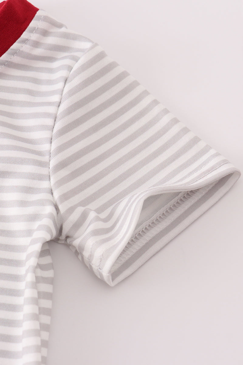 Alabama polka dot elephant french knot romper