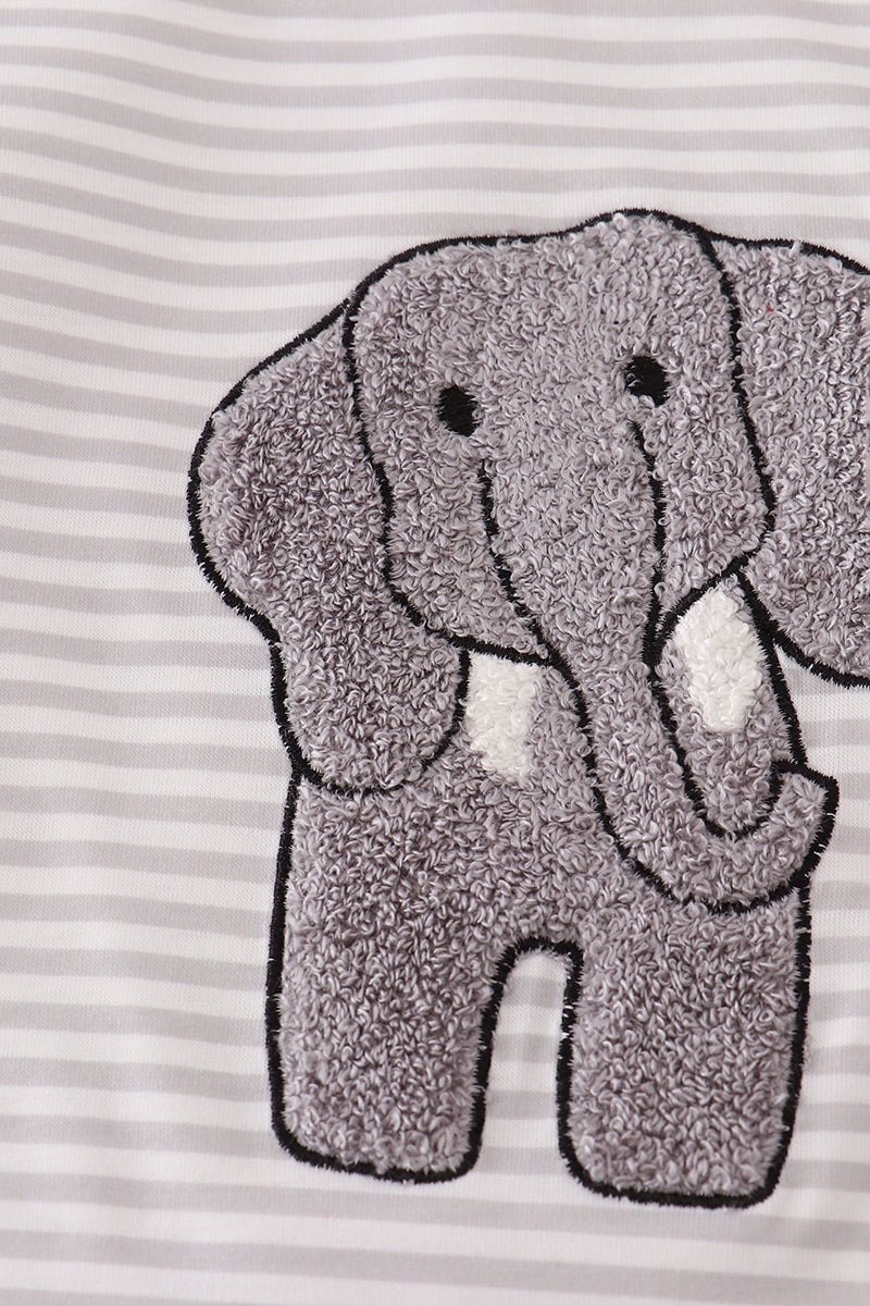 Alabama polka dot elephant french knot romper