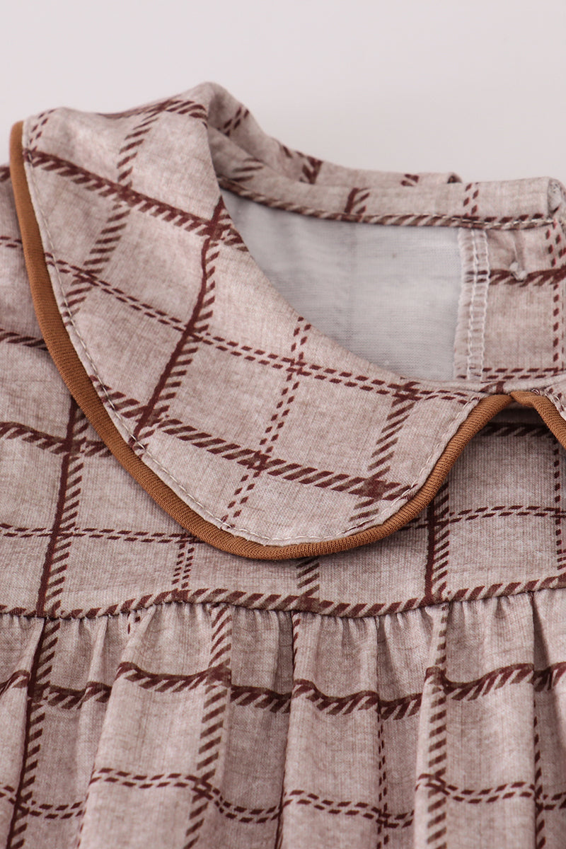 Brown plaid bloomer set