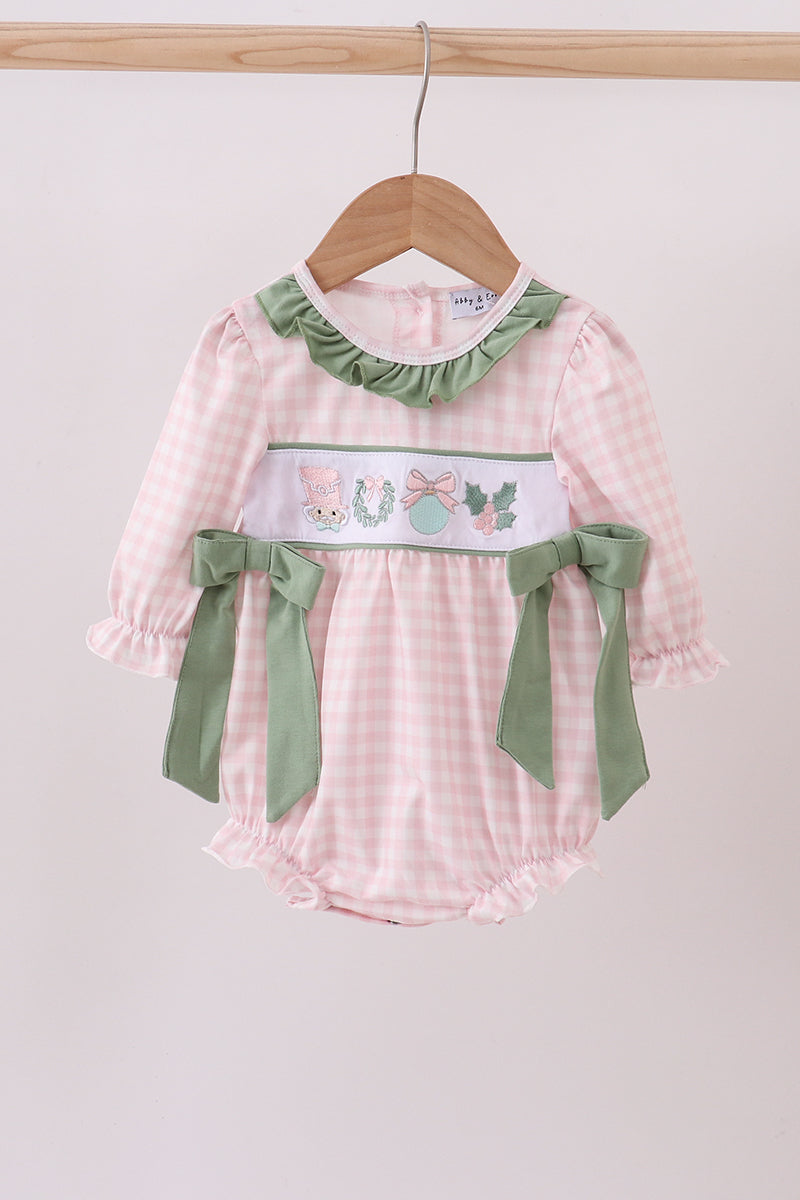 Pink nutcracker embroidery gingham bubble
