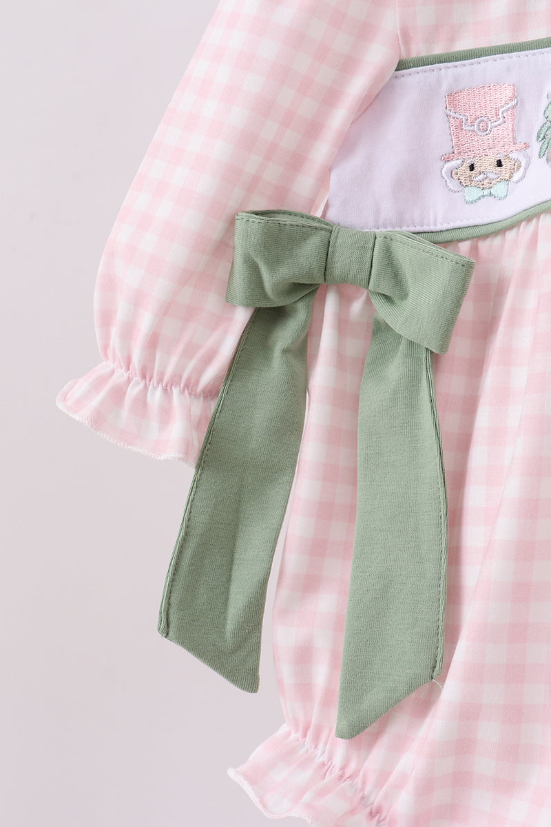 Pink nutcracker embroidery gingham bubble