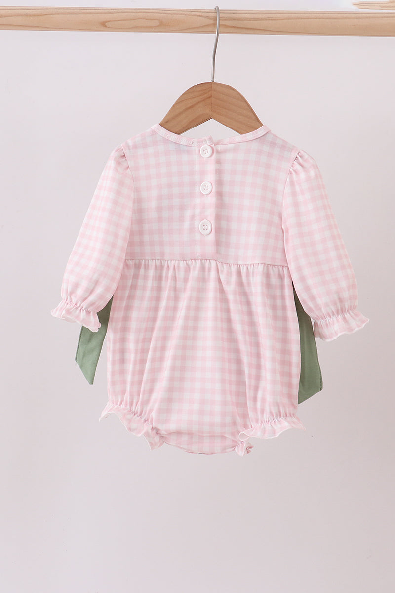 Pink nutcracker embroidery gingham bubble
