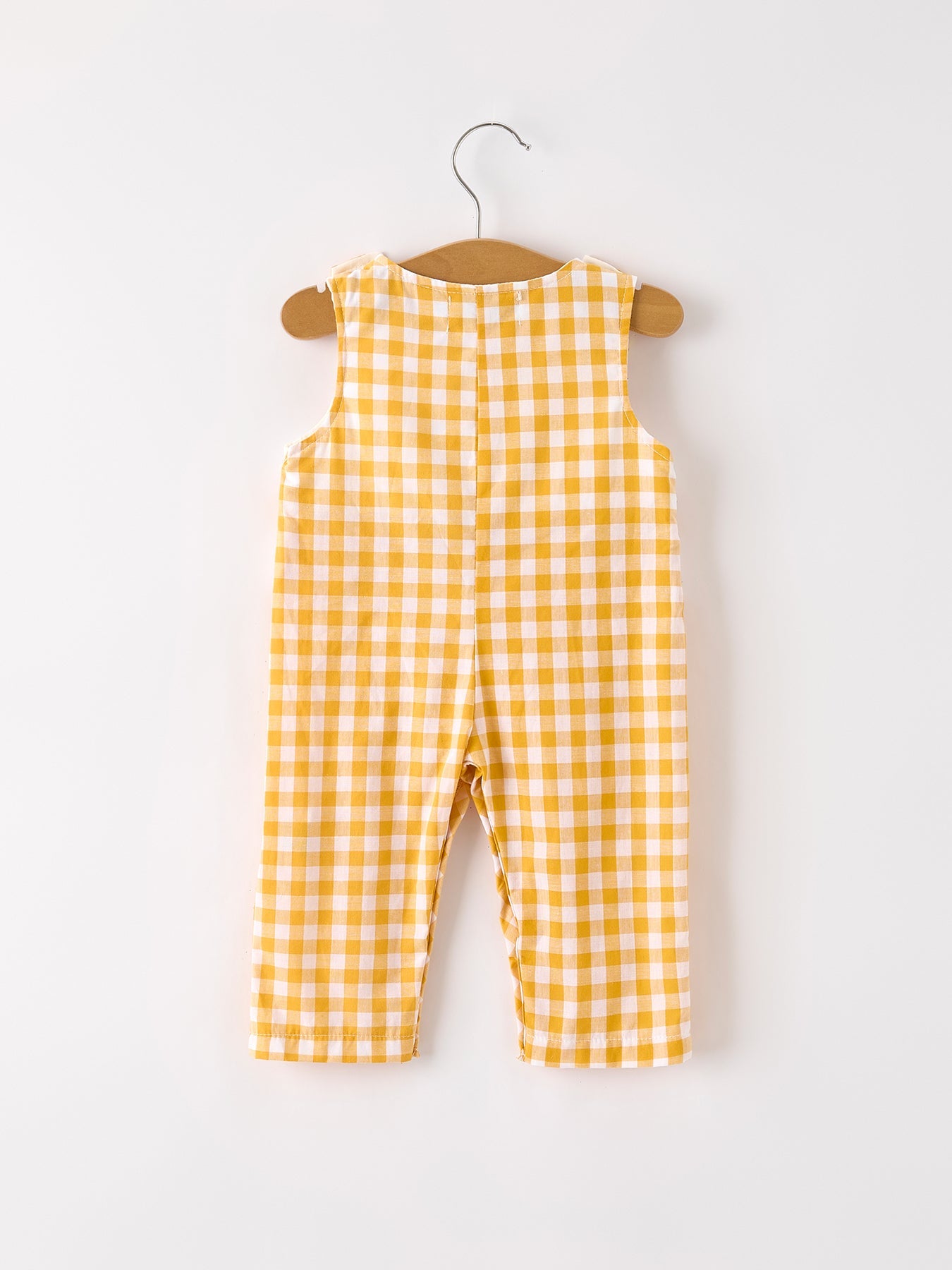 Autumn Thanksgiving Yellow Plaid Turkey Pumpkin Embroidery Smock Boys Romper