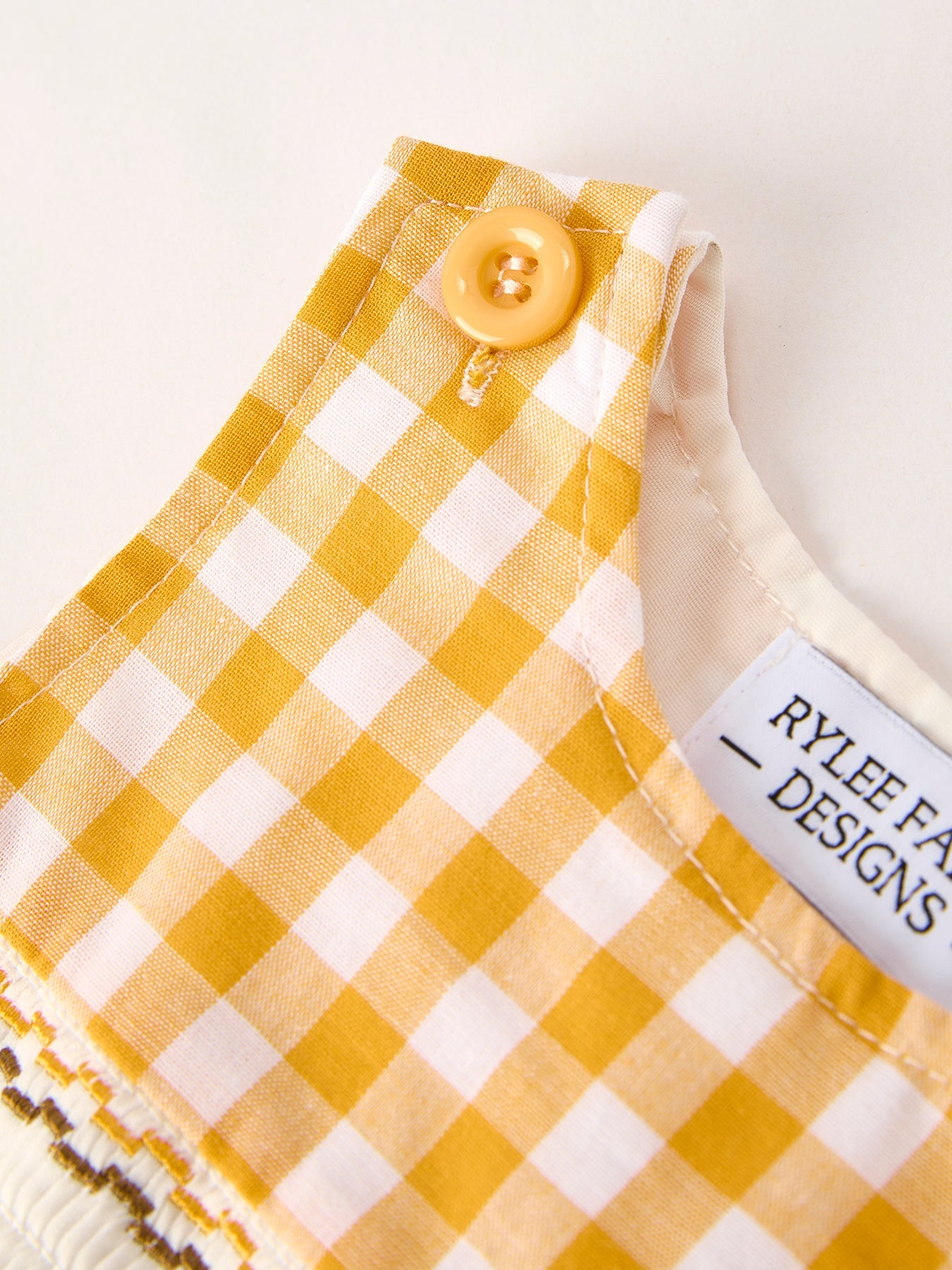 Autumn Thanksgiving Yellow Plaid Turkey Pumpkin Embroidery Smock Boys Romper