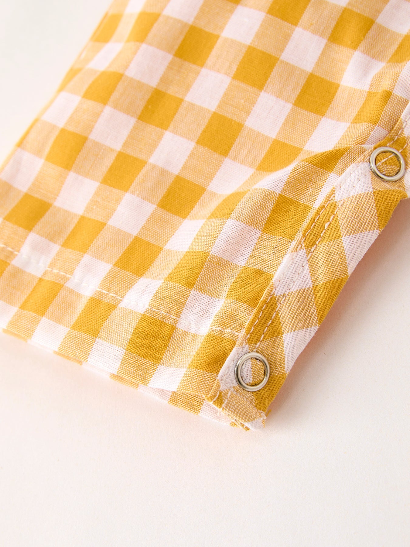 Autumn Thanksgiving Yellow Plaid Turkey Pumpkin Embroidery Smock Boys Romper