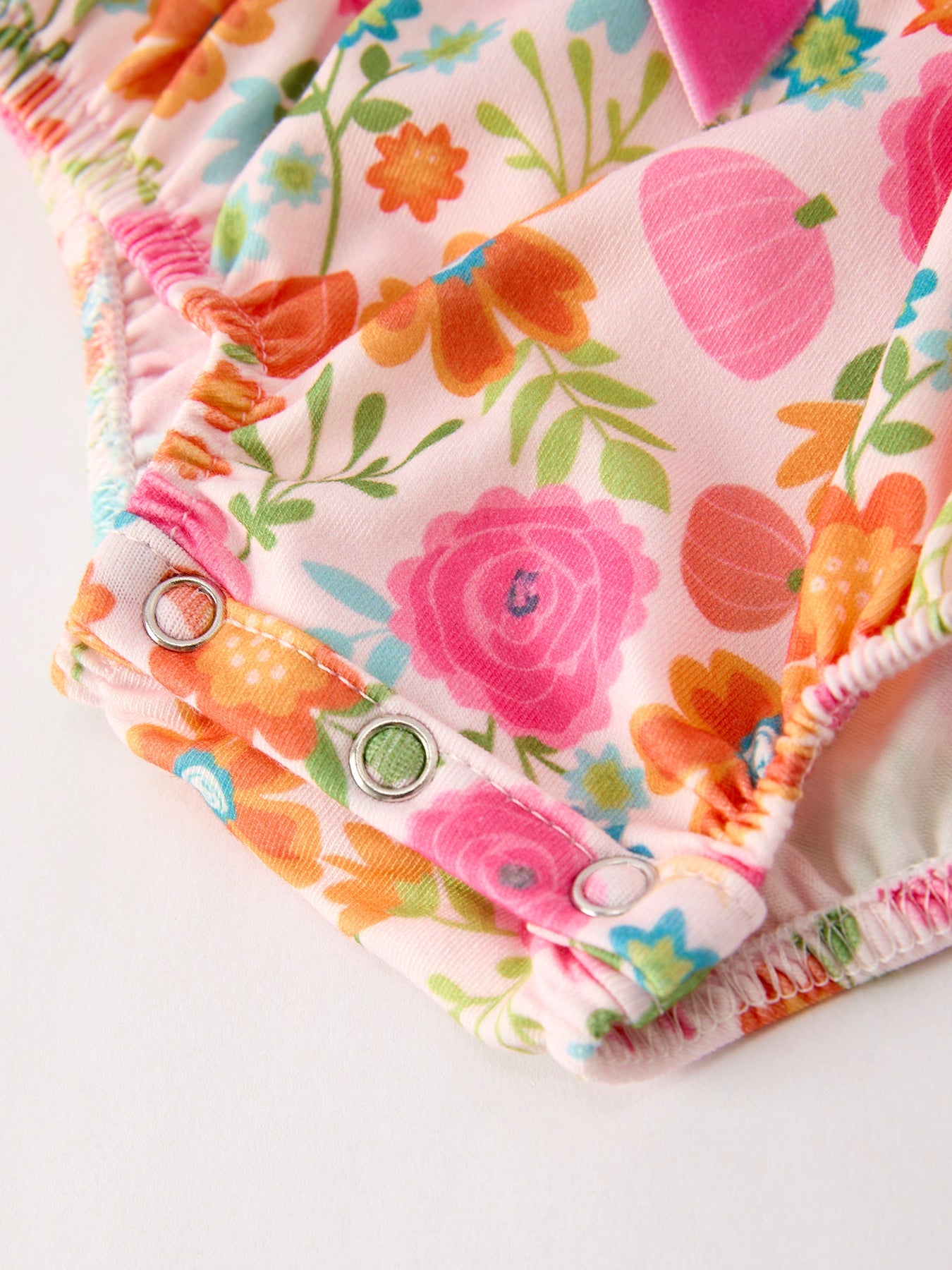 Autumn Thanksgiving Pumpkin Embroidery Smock Floral Girls Romper