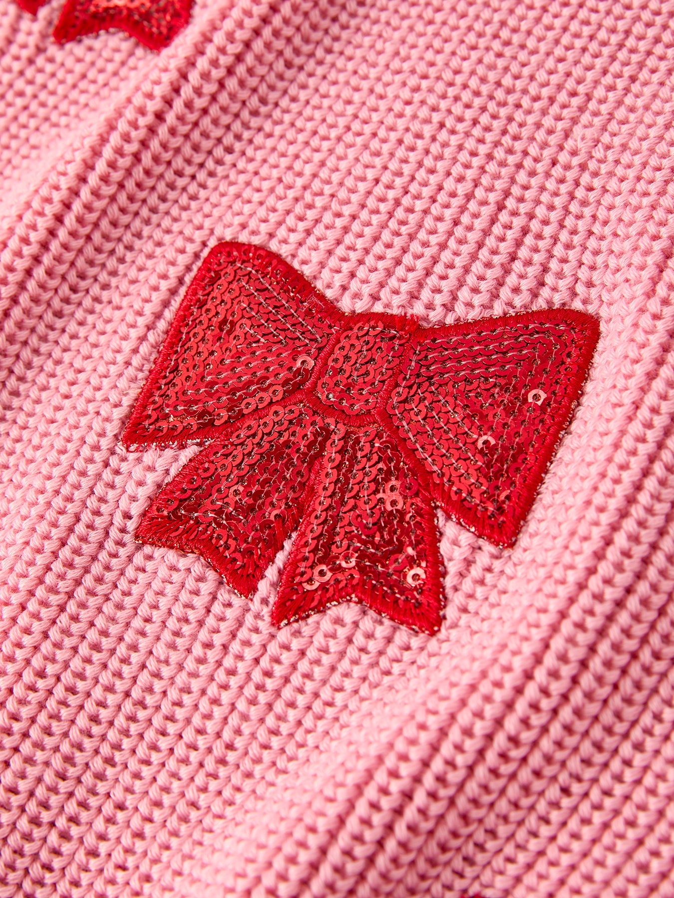 Christmas Winter Bow Girls Pink Pullover Sweater