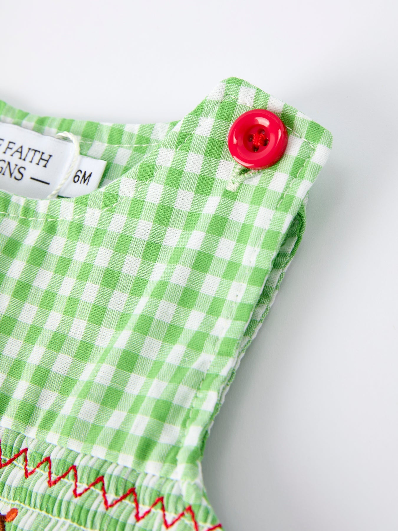 Christmas Tree Smocked Baby Romper with Green Plaid