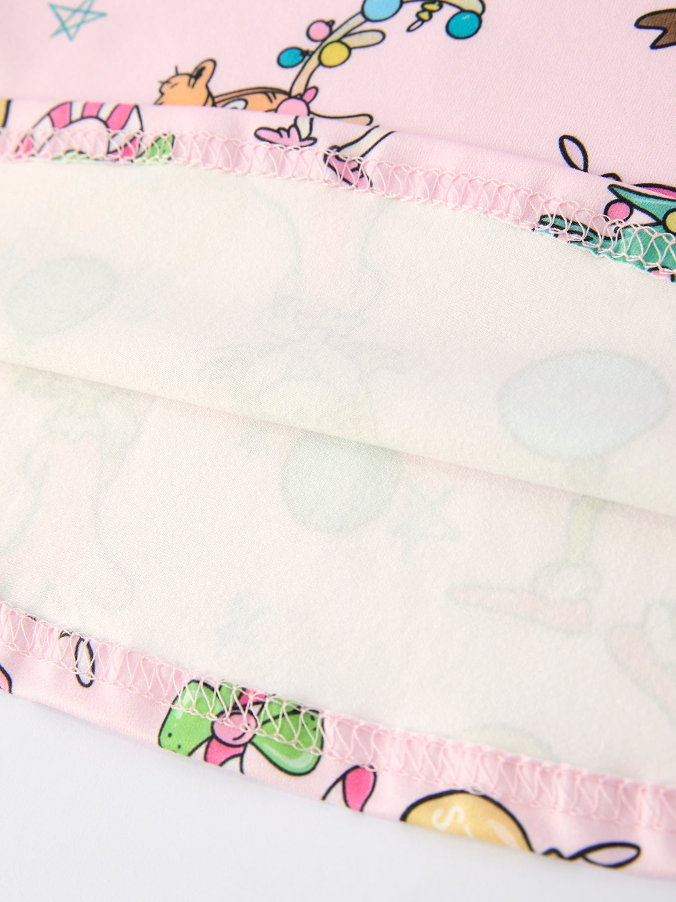 Pink Christmas Character Print Long Sleeve Girls Dress