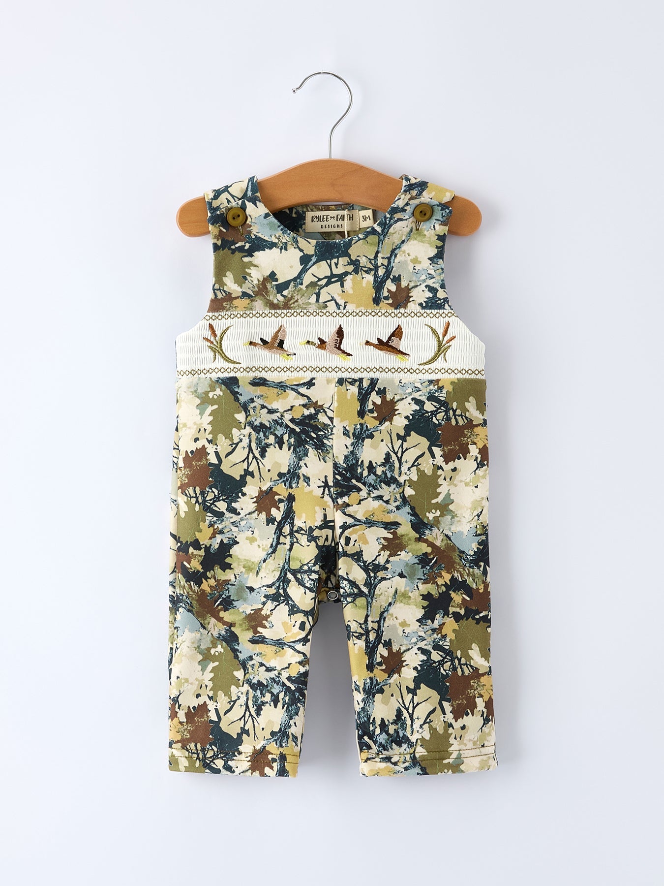 PREORDER  Camo Duck Smocking Embroidery Baby Boy Romper