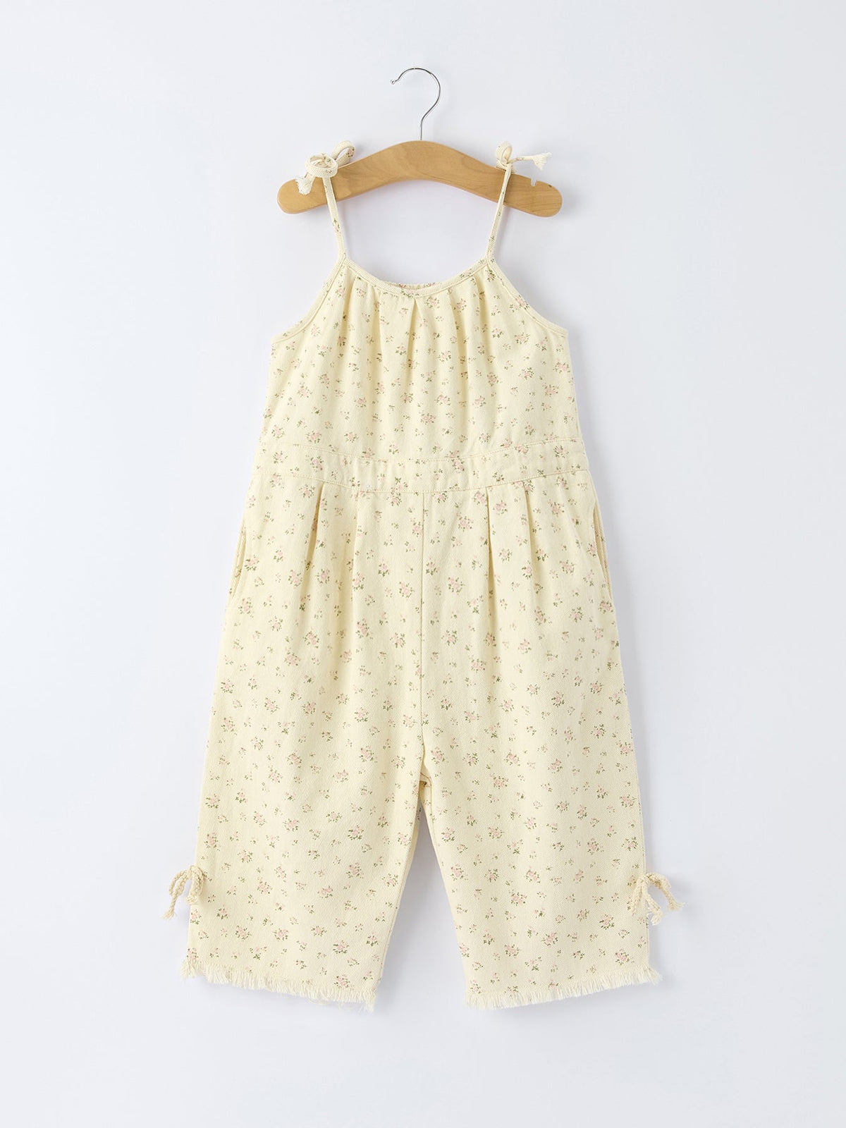 Floral Baby Girl Sleeveless Jumpsuit with Pockets