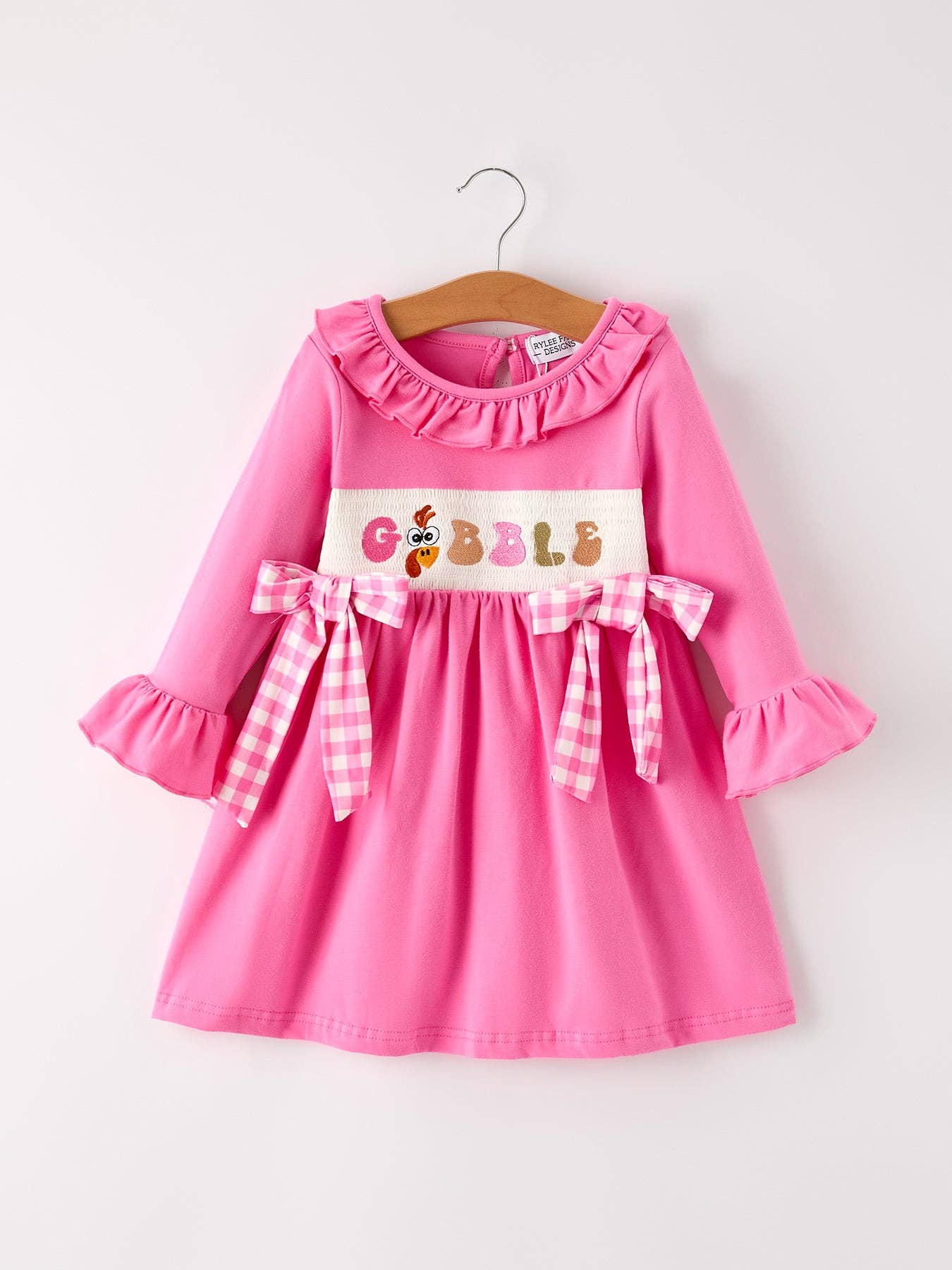 Fall Thanksgiving& Halloween "GOBBLE" Smock Embroidery Baby Girl Dress